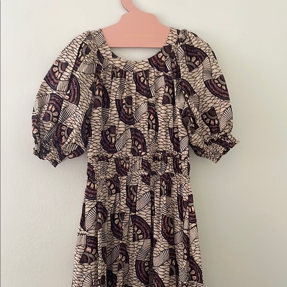 Ulla Johnson Cream Maxi Dress with Black & Brown Fan Motif - Picture 5 of 7